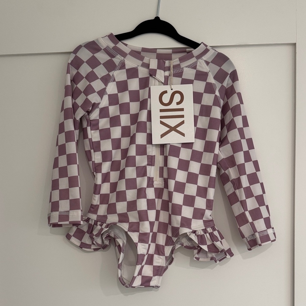 SIIX Checkered Long Sleeve Swimsuit 2T NWT